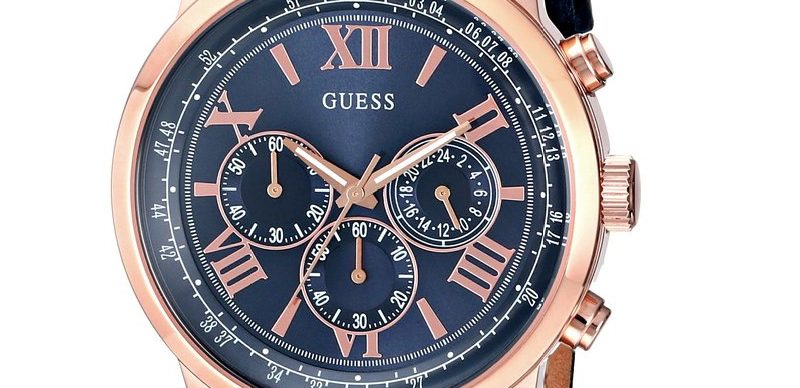 guess blue rose gold watch